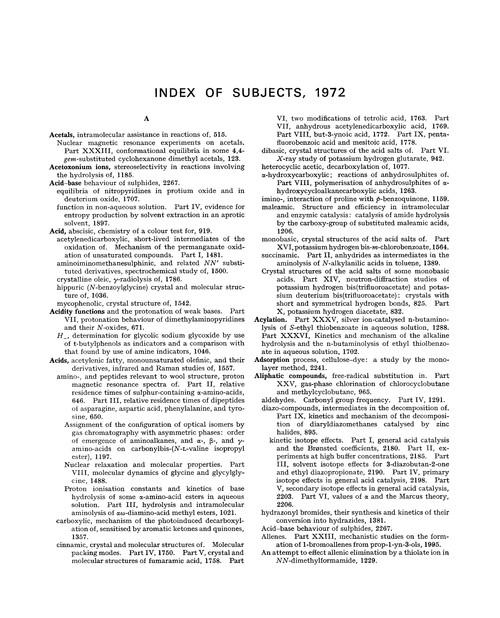 Index of subjects, 1972