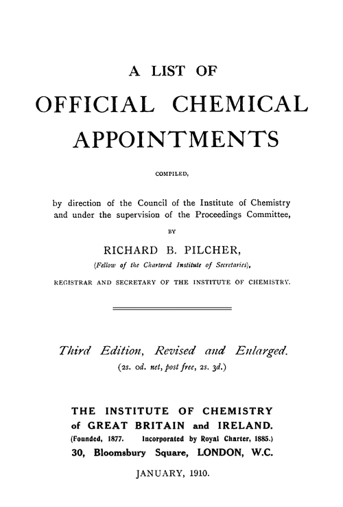 A list of official chemical appointments