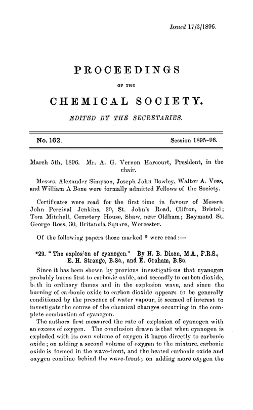 Proceedings of the Chemical Society, Vol. 12, No. 162
