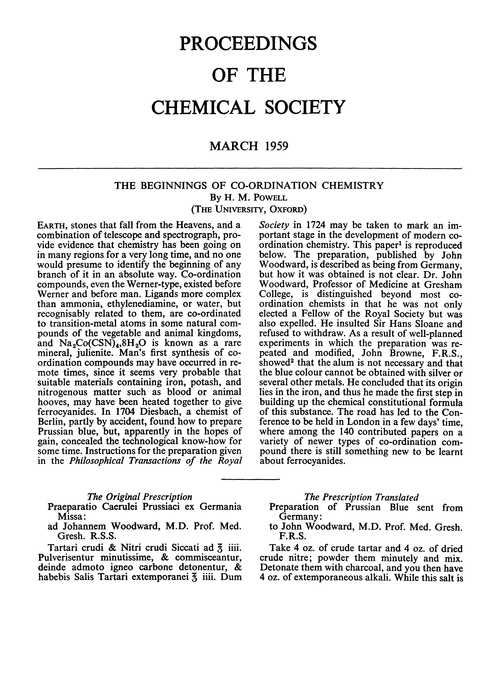 Proceedings of the Chemical Society. March 1959
