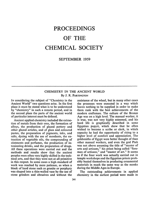 Proceedings of the Chemical Society. September 1959