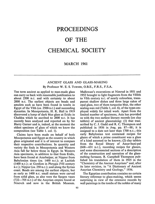Proceedings of the Chemical Society. March 1961
