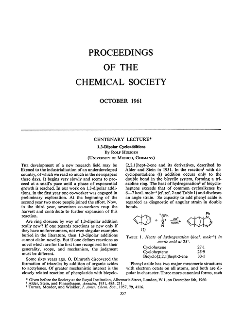 Proceedings of the Chemical Society. October 1961