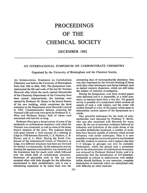 Proceedings of the Chemical Society. December 1962