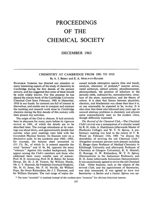 Proceedings of the Chemical Society. December 1963