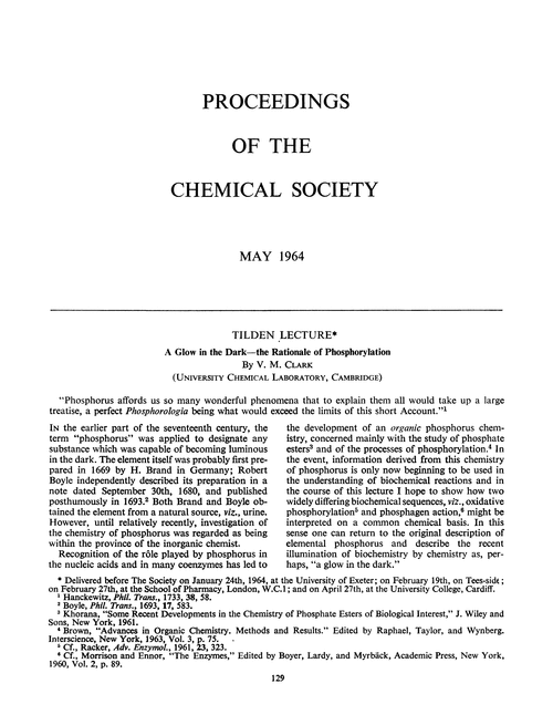 Proceedings of the Chemical Society. May 1964