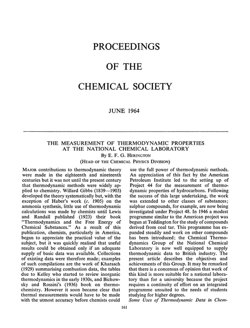 Proceedings of the Chemical Society. June 1964