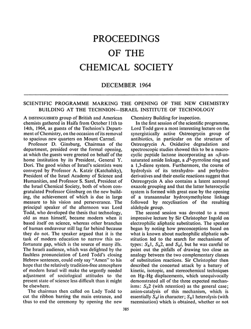 Proceedings of the Chemical Society. December 1964