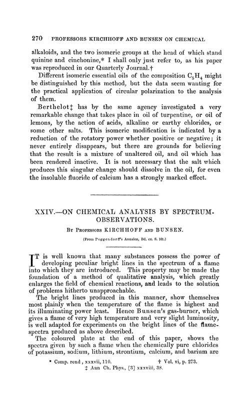 XXIV.—On chemical analysis by spectrum-observations