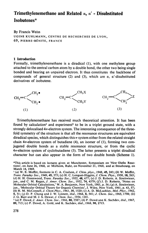 Trimethylenemethane and related α, α′-disubstituted isobutenes