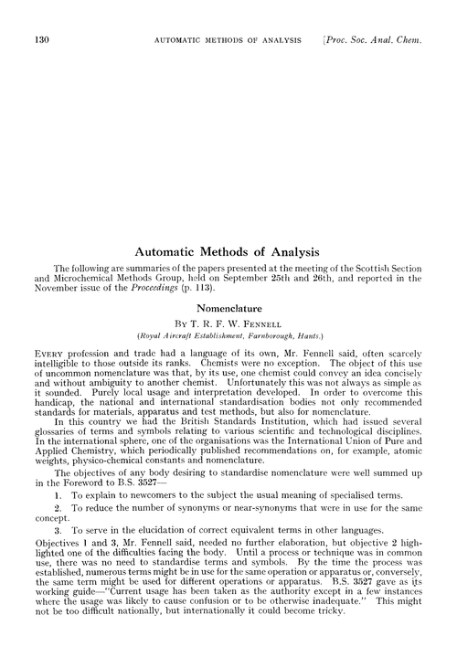 Automatic methods of analysis