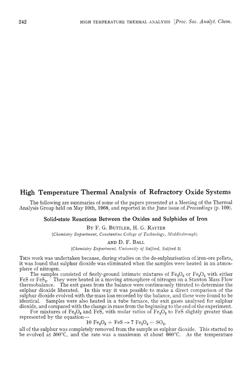 High temperature thermal analysis of refractory oxide systems