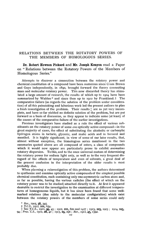 Relations between the rotatory powers of the members of homologous series