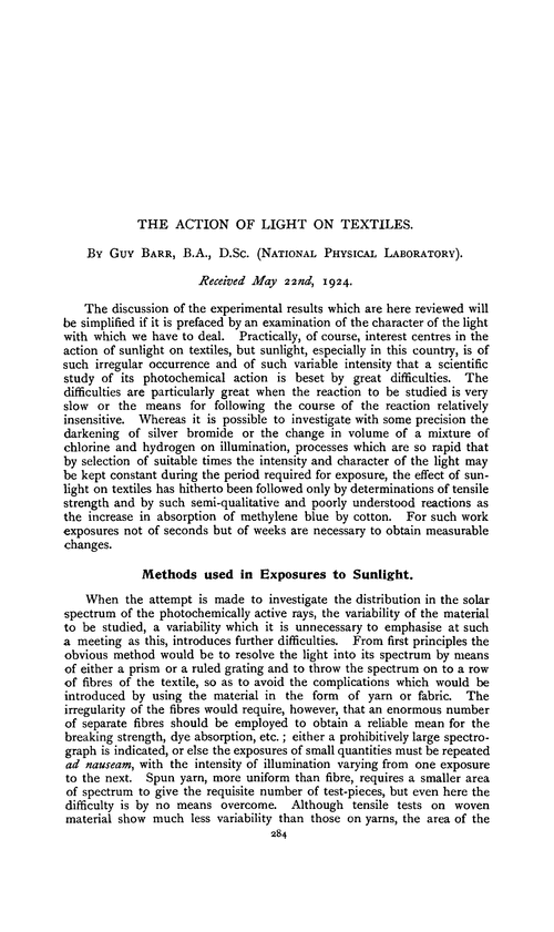 The action of light of textiles