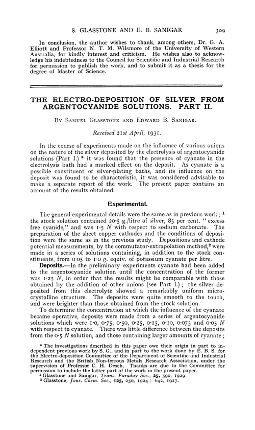 The electro-deposition of silver from argentocyanide solutions. Part II