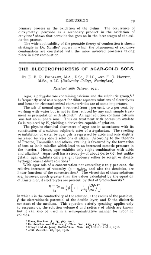 The electrophoresis of agar-gold sols