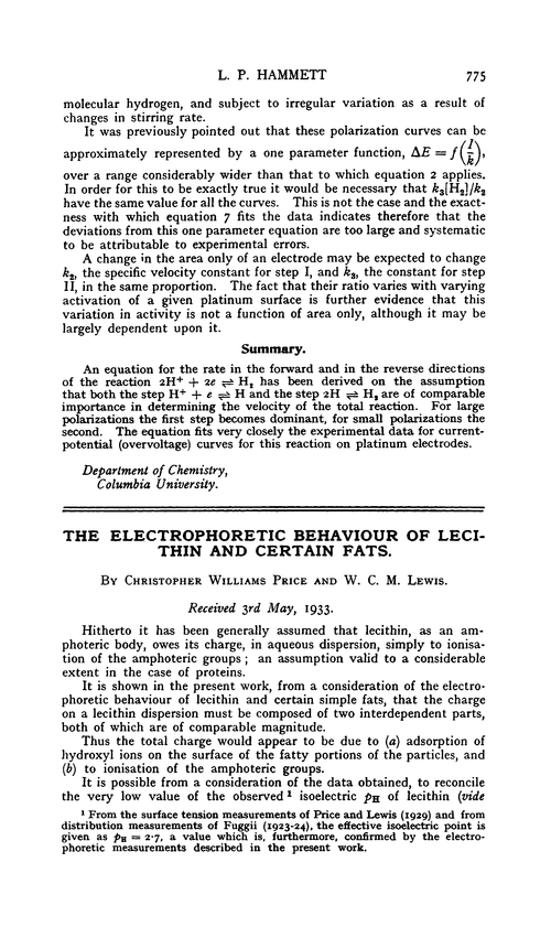 The electrophoretic behaviour of lecithin and certain fats