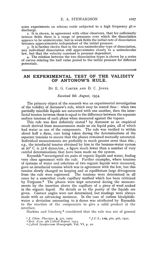 An experimental test of the validity of Antonow's rule
