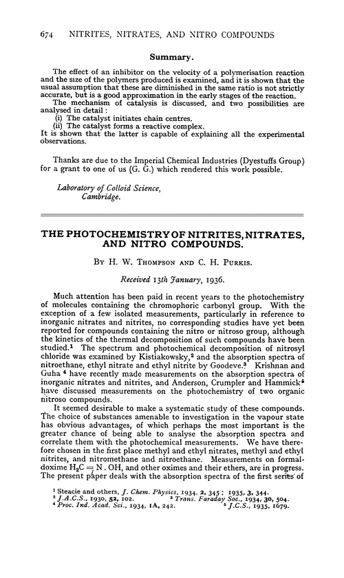 The Photochemistry Of Nitrites Nitrates And Nitro