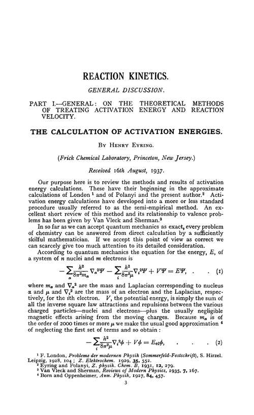 The calculation of activation energies