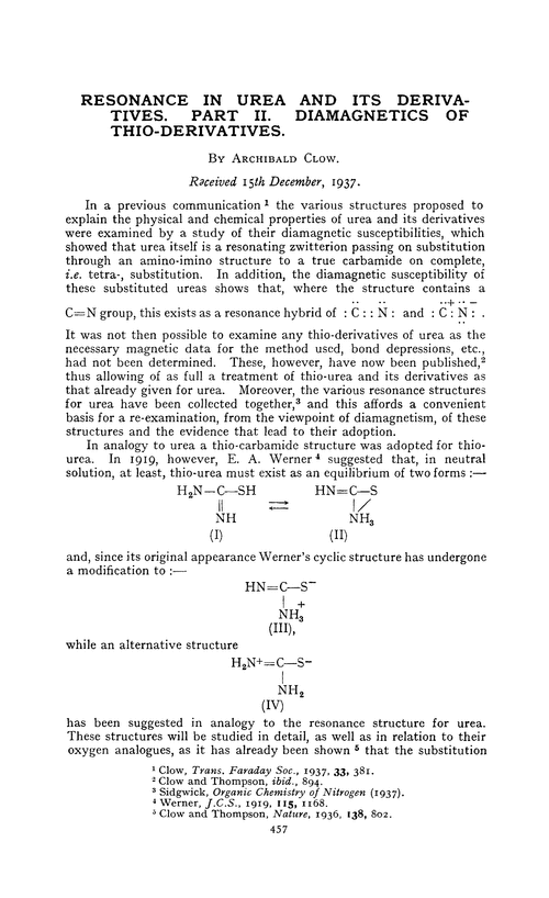 Resonance in urea and its derivatives. Part II. Diamagnetics of thio-derivatives