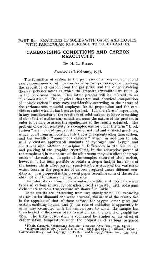 Carbonising conditions and carbon reactivity