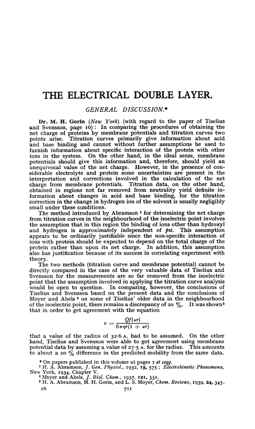 The electrical double layer. General discussion