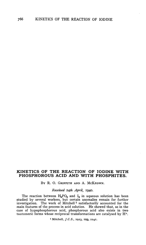Kinetics of the reaction of iodine with phosphorous acid and with phosphites