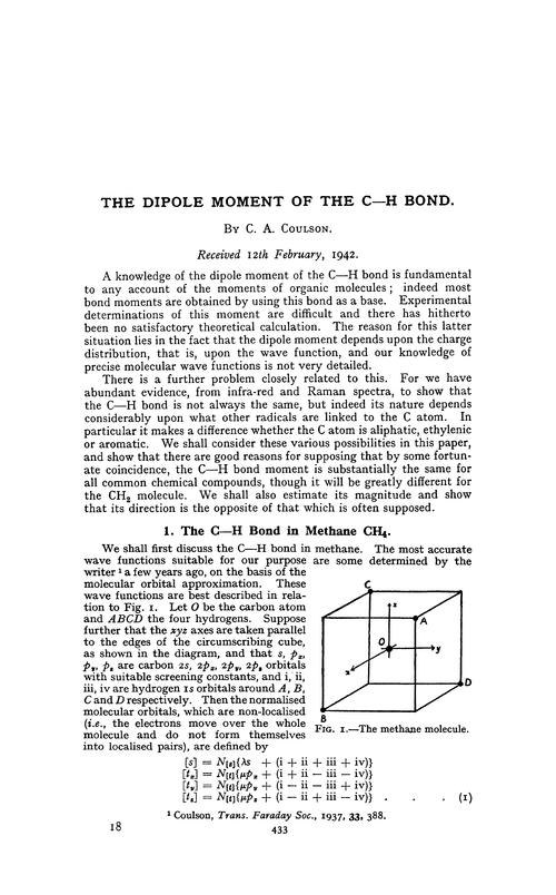 The dipole moment of the C—H bond