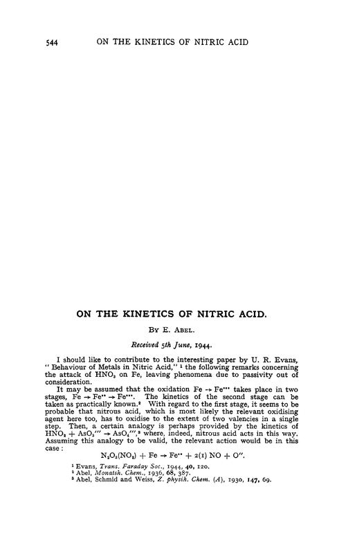 On the kinetics of nitric acid