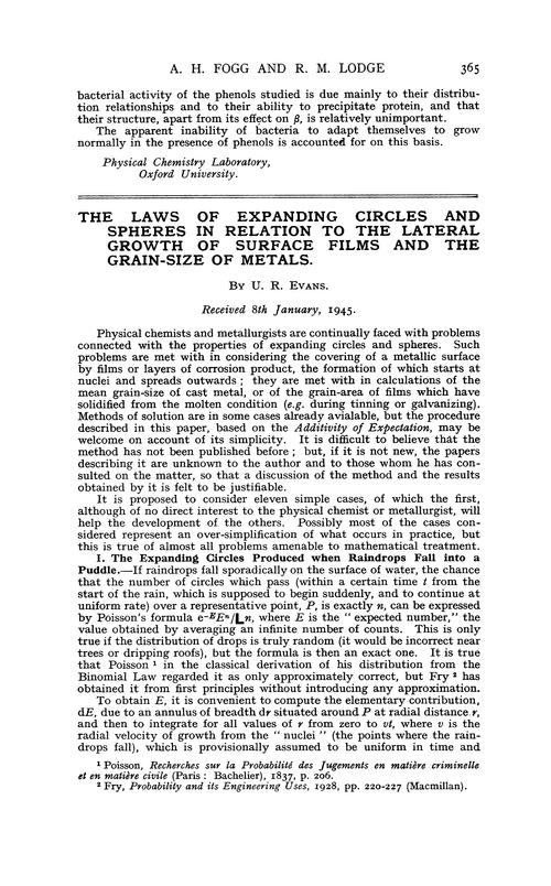 The laws of expanding circles and spheres in relation to the lateral growth of surface films and the grain-size of metals