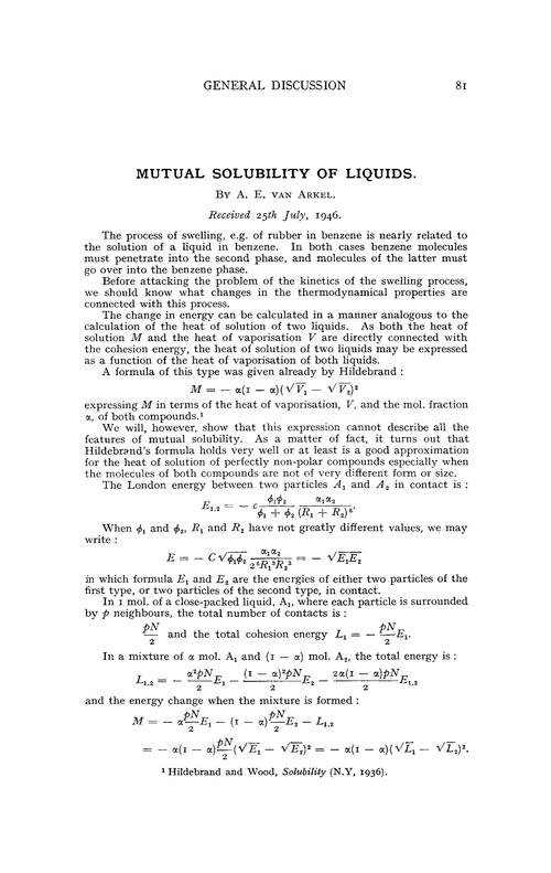 Mutual solubility of liquids