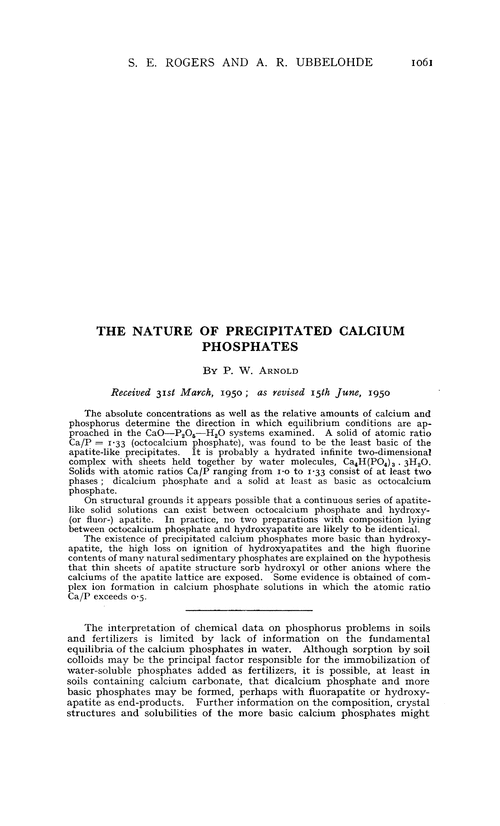 The nature of precipitated calcium phosphates