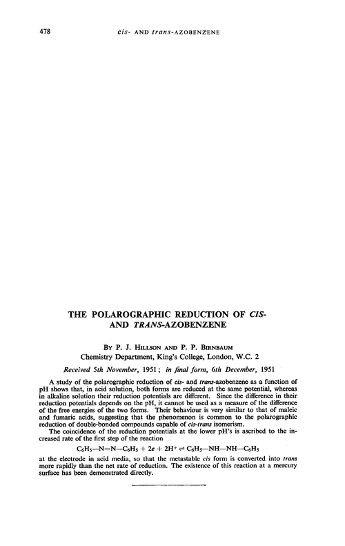 The polarographic reduction of cis- and trans-azobenzene