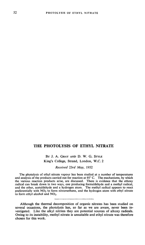 The photolysis of ethyl nitrate