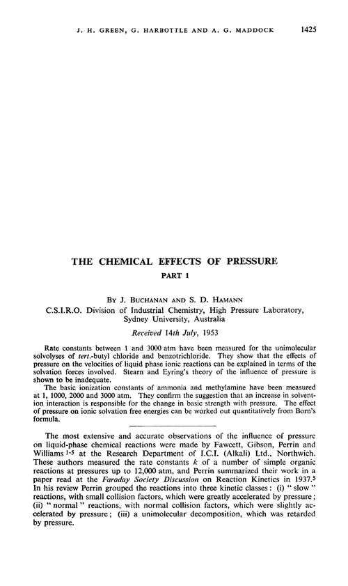 The chemical effects of pressure. Part 1