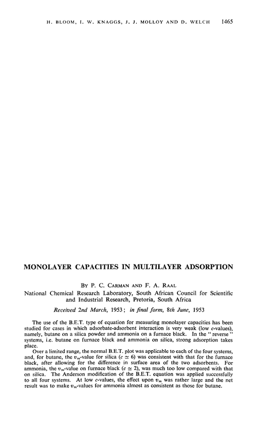 Monolayer capacities in multilayer adsorption