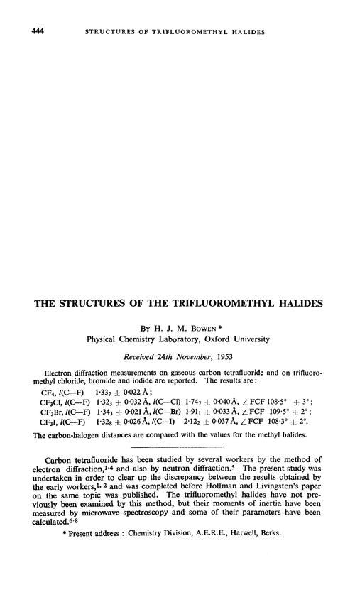The structures of the trifluoromethyl halides