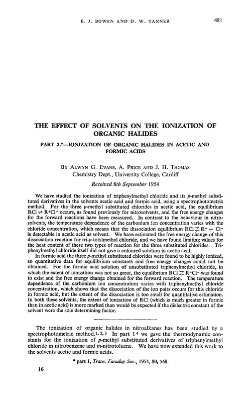 The effect of solvents on the ionization of organic halides. Part 2.—Ionization of organic halides in acetic and formic acids