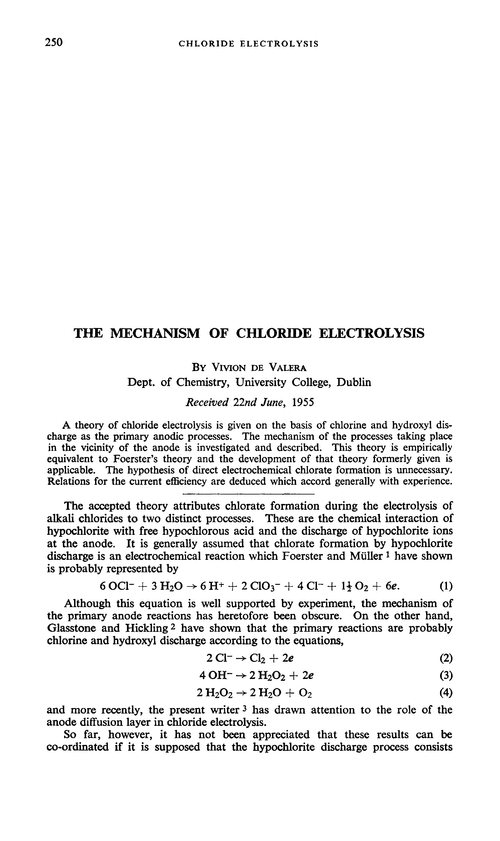 The mechanism of chloride electrolysis