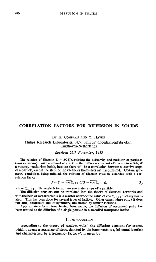 Correlation factors for diffusion in solids