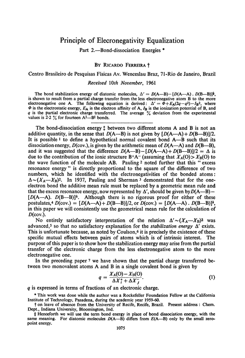 Principle of elecronegativity equalization. Part 2.—Bond-dissociation energies