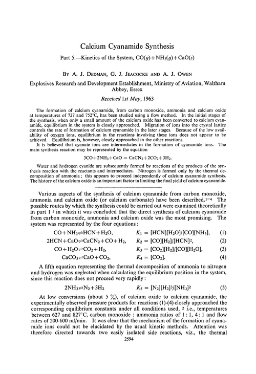 Calcium cyanamide synthesis. Part 5.—Kinetics of the system, CO(g)+ NH3(g)+ CaO(s)