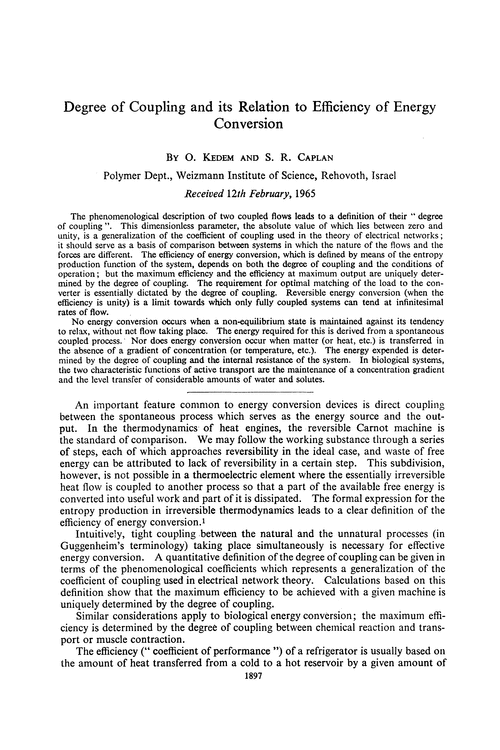 Degree of coupling and its relation to efficiency of energy conversion