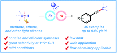 Graphical abstract: Photo-induced direct alkynylation of methane and other light alkanes by iron catalysis