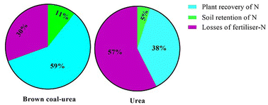 Graphical abstract: Fate and recovery of nitrogen applied as slow release brown coal-urea in field microcosms: 15N tracer study