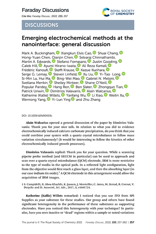 Emerging electrochemical methods at the nanointerface: general discussion