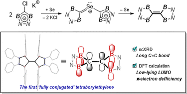 Graphical abstract: Fully conjugated tetraborylethylene: selenium mediated C–C double bond formation from diborylcarbenoid