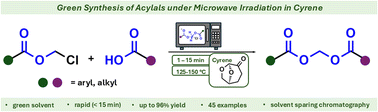 Graphical abstract: Biobased dihydrolevoglucosenone (Cyrene) enables rapid and efficient synthesis of acylals under microwave irradiation