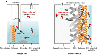 Graphical abstract: A reversed gas diffusion electrode enables collection of high purity gas products from CO2 electroreduction